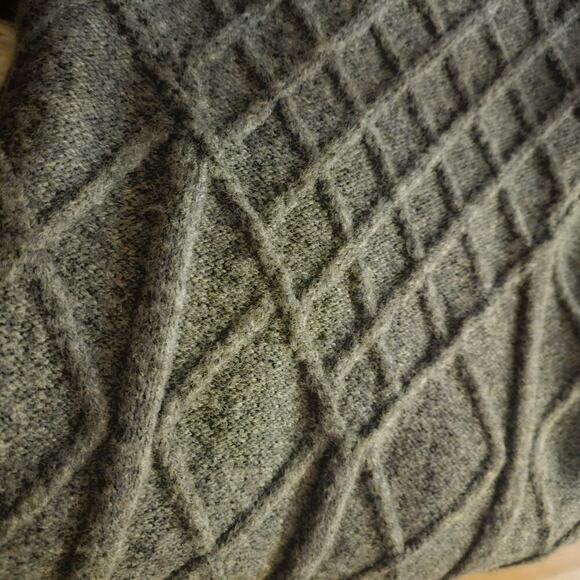 LOFT  NWT Gray M/L Gray Cable Knit Wool Blend warm Cozy turtle neck poncho Boho - Picture 12 of 12